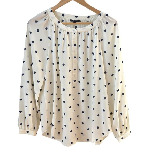 Talbots Tops - Talbots Long Sleeve Heart Pattern Polka Dot Flowy Blouse Top. Medium.